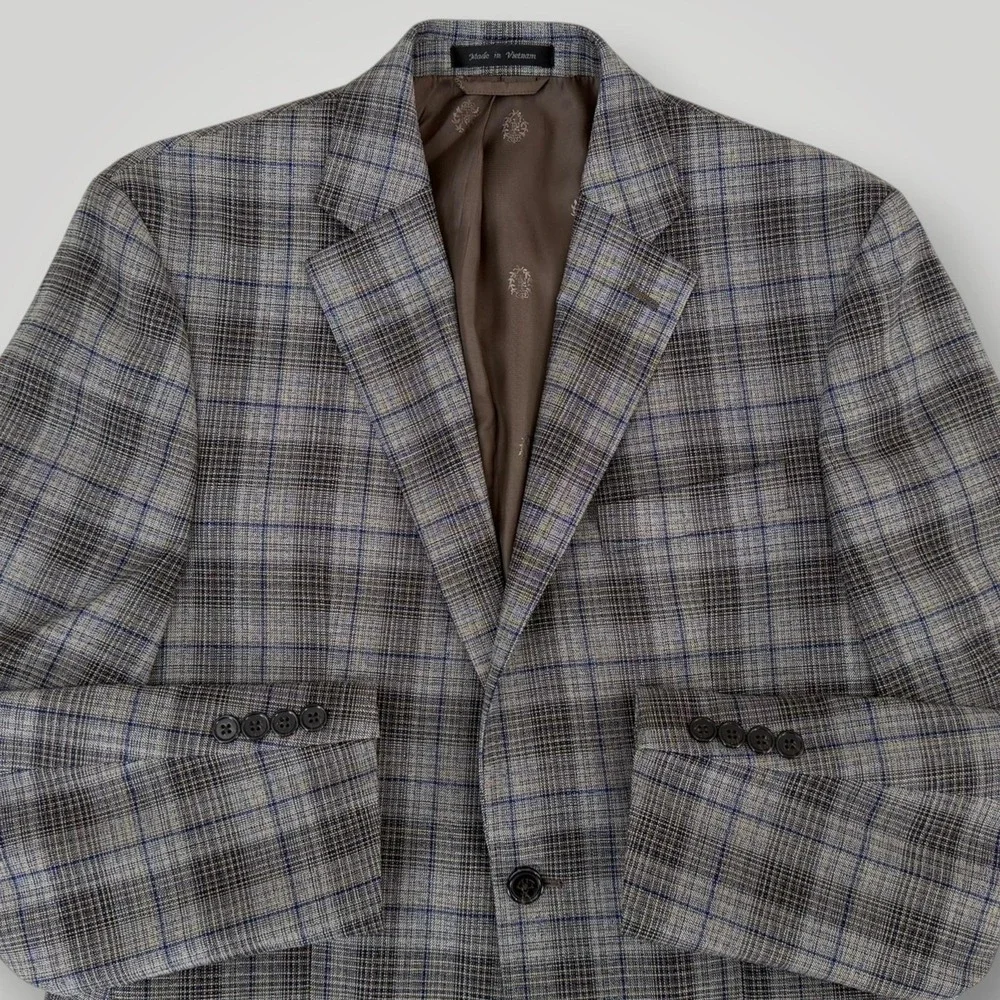Lauren Ralph Lauren Sport Coat‎ Mens 38R Gray Plaid Blazer Classic Tailored